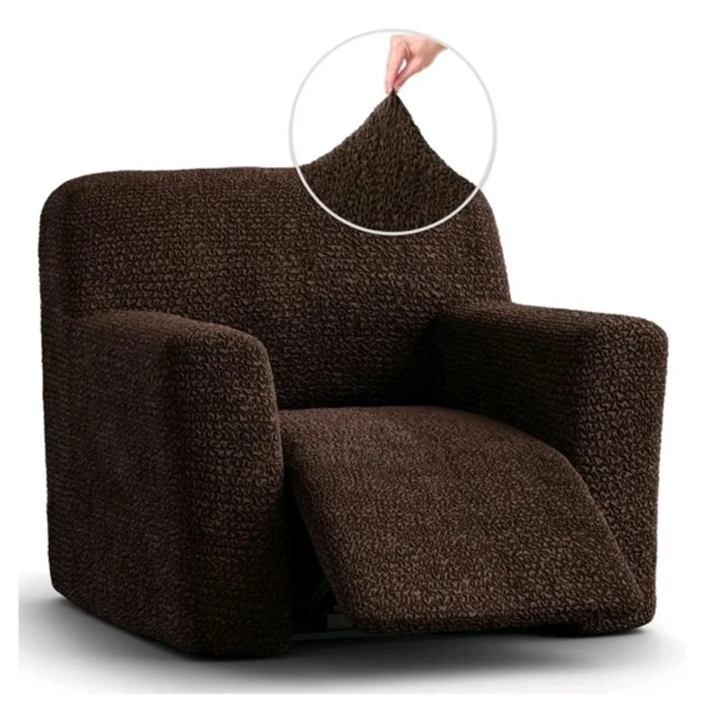 Paulato by Gaico Melodia Recliner Stretch Embossed Furniture Cover Dark Brown